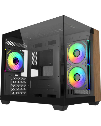 Кутия за настолен компютър CoolerMaster Elite 481 Wood - Черна