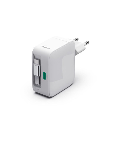 Бързо зарядно 65 W GaN 2xUSB-C с разтегателен кабел 0.7м бял