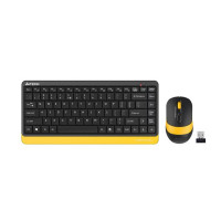 Комплект клавиатура и мишка A4TECH Fstyler F1110 Безжичен Черен/Жълт