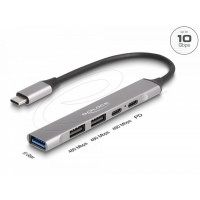 HUB USB-C Delock 4 порта 1xUSB-A 10 Gbps 2xUSB-A 1xUSB-C USB-C PD 95 W