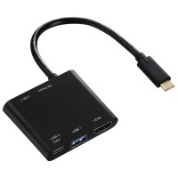4 в 1 USB-C Многопортов адаптер HAMA 135729 2 x USB 3.1 HDMI™ USB-C (данни+PD) Черен