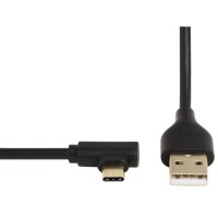 Кабел HAMA 135738 USB-A мъжко - USB-C мъжко 90° 1м USB2.0 3 звезди, Черен