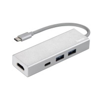 3-портов хъб USB-C HAMA 135756  Aluminium USB 3.1 Gen1, 2xUSB3.0 1xUSB-C 1хHDMI Сребрист