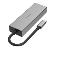 HUB USB-C HAMA-200108 2xUSB-A USB-C LAN/Ethernet Сив