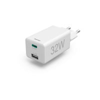 Бързо мини зарядно HAMA  USB-C  USB-A  PD/Qualcomm  32W  Бяло
