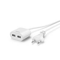 USB захранване/разклонител Hama с 1,9 м  2,4xA 2xUSB-A бяло