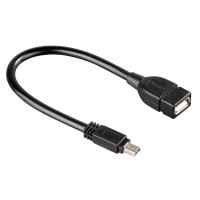OTG кабел HAMA 39626 mini USB B мъжко - USB A женско 3 звезди Черен