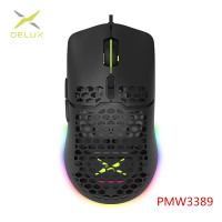 RGB геймърска мишка Delux M700(PMW3389) 16 000dpi 7btn black