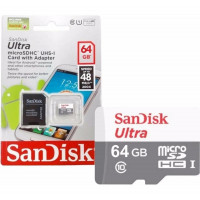 Флаш карта памет SANDISK Ultra microSDHC UHS-I 64GB Class 10 80Mb/s  Адаптер